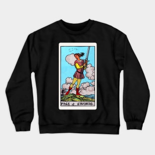 Card #60 - Page Of Swords - Rider Waite Smith Tarot Crewneck Sweatshirt